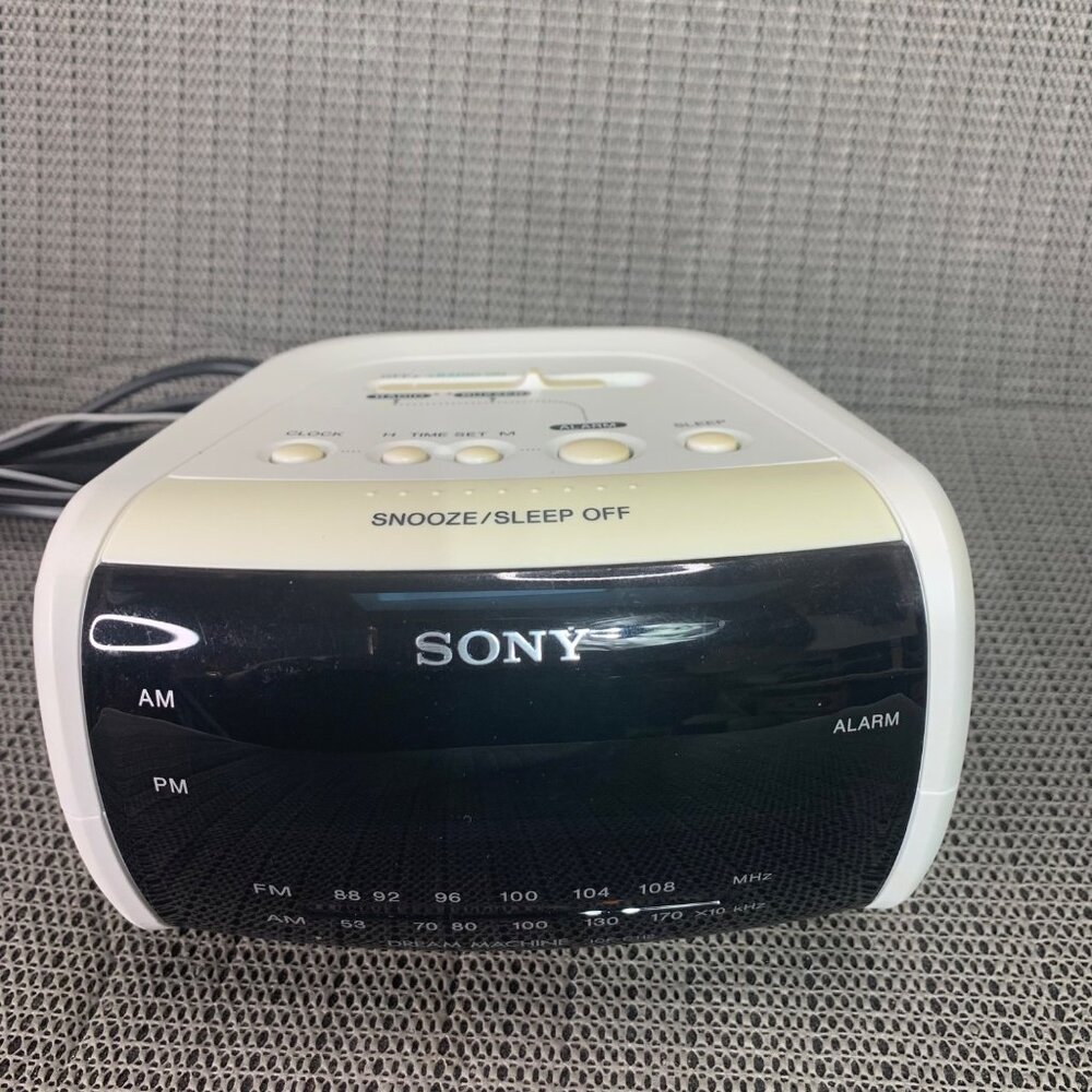 Sony White and Black Alarm Clock Radio